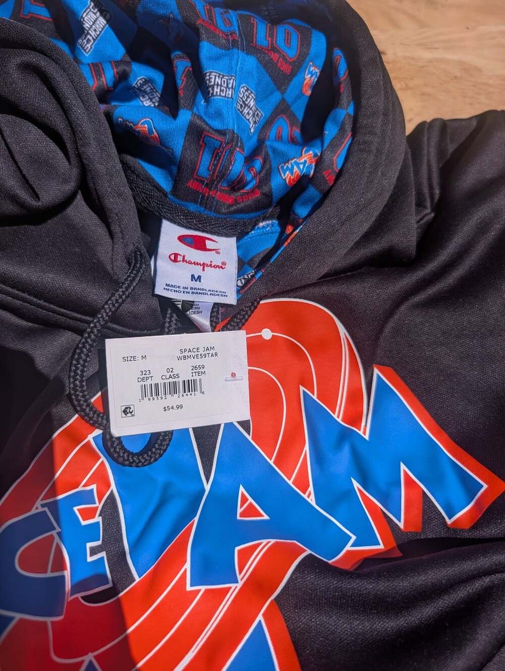 Champion Space Jam Hoodie Size M Black